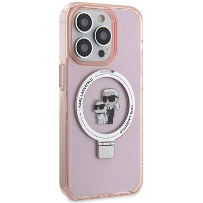 4. Karl Lagerfeld KLHMP15XHMRSKCP iPhone 15 Pro Max 6,7" rosa/rosa Hardcase Ringständer Karl&Choupette MagSafe