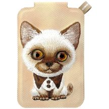 Nimmy Neue magnetische Geldbörse mit großen Augen und niedlichen Haustieren 2.0 Katze mit Handyhalterung – Braun