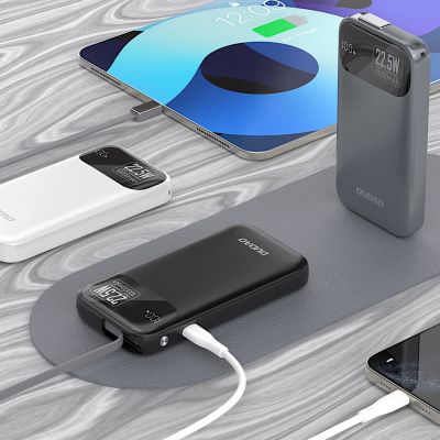 4. Dudao K31 10000 mAh 22,5 W PD Powerbank mit integriertem Kabel - Grau