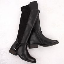 Damen-Lederstiefel im Offiziersstil, gefüttert, schwarz Rieker Z9564-00