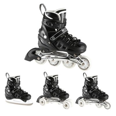 8. Nils Extreme NH10905 4-in-1 Inlineskates mit austauschbarer Hockeykufe, schwarzer LED, Größe M (35-38)