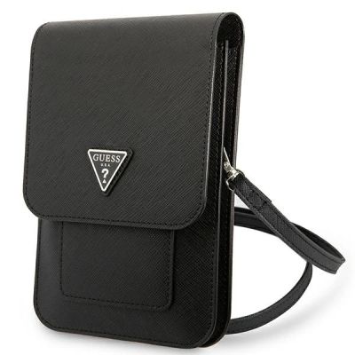 Guess Handtasche GUWBSATMBK schwarz / schwarzes Saffiano-Dreieck