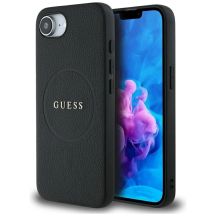 Guess PU Grained Classic Logo Case mit MagSafe für iPhone 16e - Schwarz