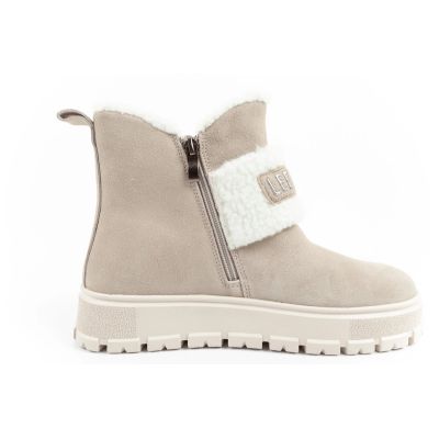 4. Lee Cooper Damen Stiefel Winterstiefel modisches Schaffell isoliertes Leder Beige