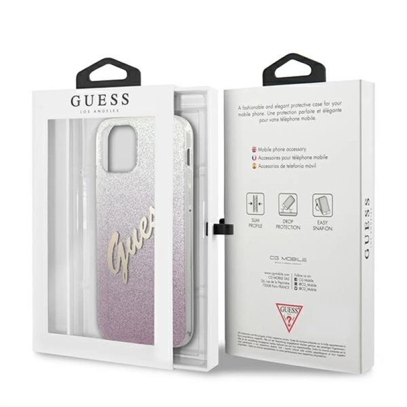 8. Guess GUHCP12LPCUGLSPI iPhone 12 Pro Max 6,7" pink/pink Hardcase Glitter Gradient Script