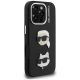 4. Karl Lagerfeld FW Grained Karl & Choupette Heads Pins Hülle für iPhone 16 Pro Max - Schwarz
