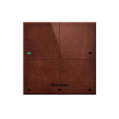 Grenton Touchpanel / 4 Touchfelder / TF-Bus / dunkle Front aus Naturleder