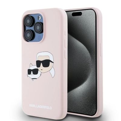 Karl Lagerfeld Silikon Karl&Choupette MagSafe Case für iPhone 15 Pro Max - Pink