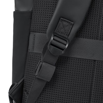 24. Rivacase Eden Rucksack, Roll-Up-Rucksack, Schwarz, Polyester, Gewachstes Leder (zum Hochziehen)