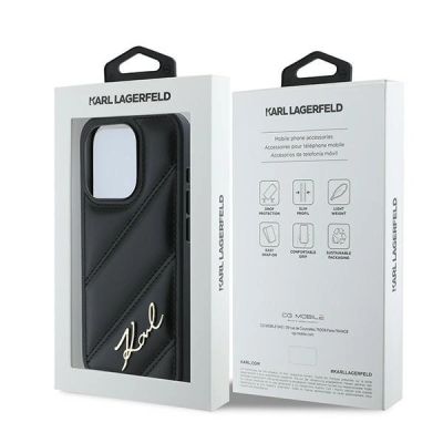 8. Karl Lagerfeld Diagonal Quilted Script Hülle für iPhone 15 Pro Max – Schwarz