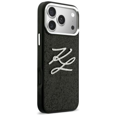 4. Karl Lagerfeld IML Glitter KL Diamond Logo Hülle für iPhone 17 Pro Max - Schwarz