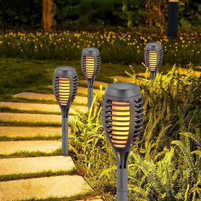 13. Solar-Taschenlampe mit tanzenden Flammen, 12 SMD-LEDs, 7,5 x 7,5 x 46,5 cm, 5er-Set
