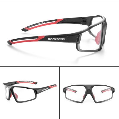3. Rockbros SP216BK Photochrome UV400-Fahrradbrille, Schwarz und Rot