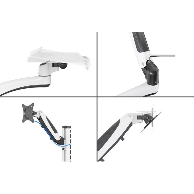 3. Einzelner Wandarm 1xLCD + Tastatur, max. 32" und 8 kg, 360° Neigung und Drehung (PIVOT)