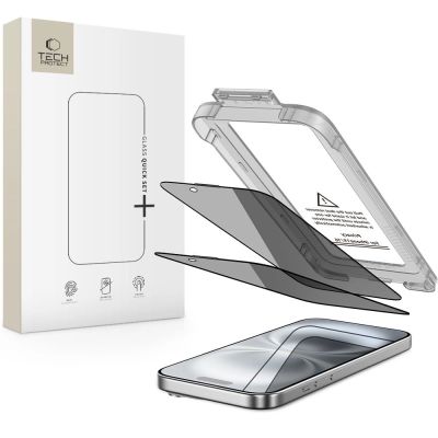 Tech-Protect Quick Set Spy+ Privacy Glass 2er-Pack für iPhone 15 / 16