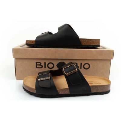 10. Bio Bio Herren-Slipper, profilierte Flip-Flops, Naturleder, schwarz