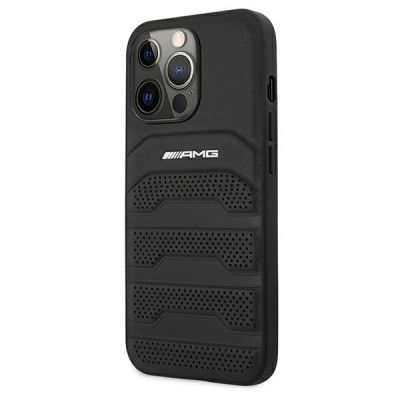 2. AMG Lederhülle mit geprägten Linien für iPhone 13 Pro / iPhone 13 – Schwarz