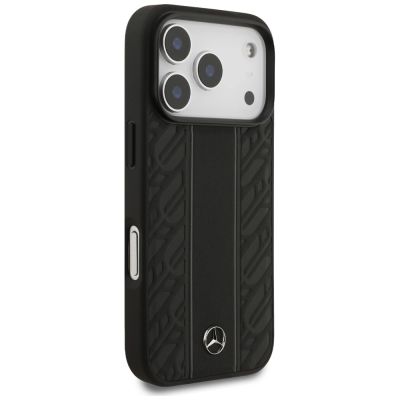 4. Mercedes Leather Laurel Leaves Stripes MagSafe Case für iPhone 17 Pro - Schwarz