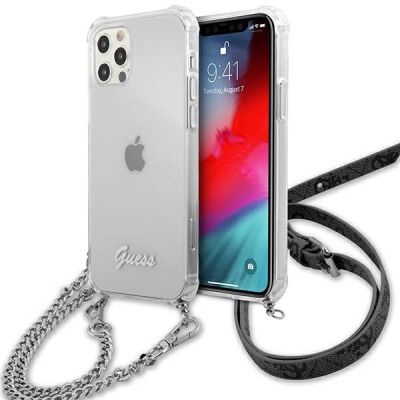 Guess GUHCP12MKC4GSSI iPhone 12/12 Pro 6.1" Transparente Hardcase 4G Silver Chain
