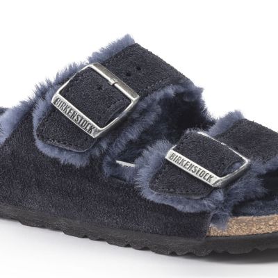 2. Birkenstock Arizona VL Shearling Midnight Wildleder Breite Regular Pantoletten (1020592)