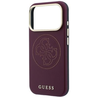 6. Guess Perforierte 4G Gold Logo Magsafe Hülle für iPhone 18 Pro Max / 17 Pro Max - Burgunderrot