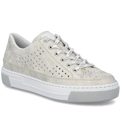 Bequeme, weiche, beige Damenschuhe mit Lochmuster Rieker L8849-60