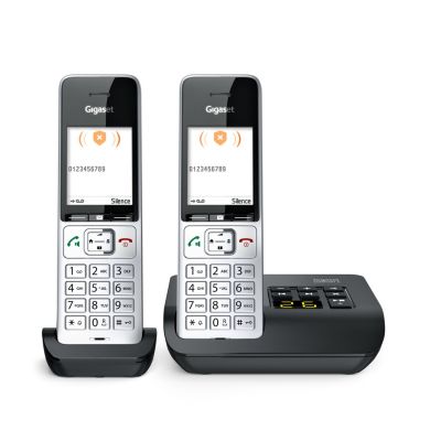 11. Gigaset COMFORT 500A Duo-Telefon (Analog/DECT) mit Anrufernamen und --ID, Schwarz/Silber