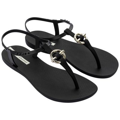 7. Ipanema Sandal Class Damen Flip-Flop Sandalen modisch Schwarz mit Gold