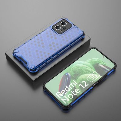 4. Wabenhülle für Xiaomi Redmi Note 12 5G / Poco X5 5G gepanzerte Hybridhülle blau
