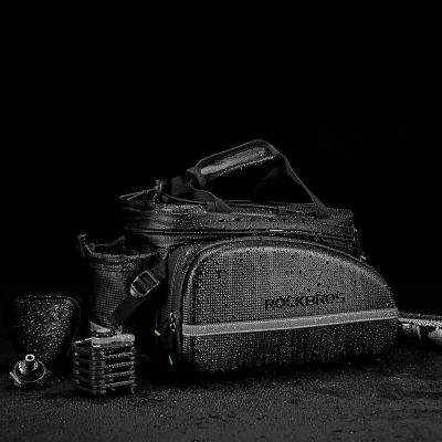 8. Rockbros A6-6 Fahrradtasche für den Kofferraum, 35 l, mit ausklappbaren Taschen – Schwarz