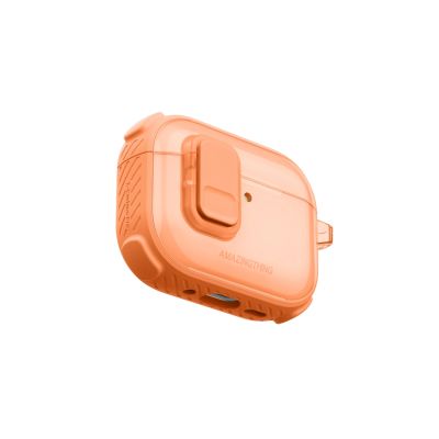 8. AmazingThing Titan Pro Mag Hülle, transparent, für AirPods Pro 3 – Orange