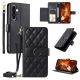 Samsung Galaxy A37 5G Leder-Wallet-Case mit Ständer und Schultergurt – Schwarz