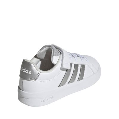 3. Adidas Grand Court 3.0 Kinderschuhe Weiß und Silber JP9368
