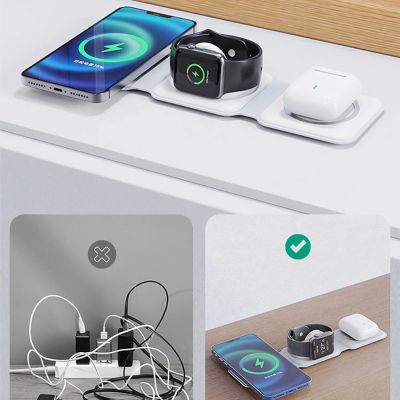 6. Dudao A11N 15W 3in1 induktives Ladegerät - Weiß + USB-C / USB-C-Kabel