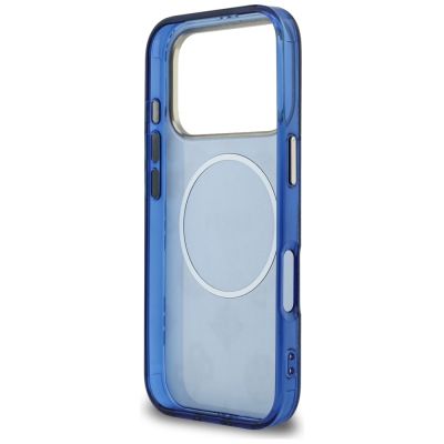 7. Guess IML Peony Dot MagSafe Hülle für iPhone 17 Pro - Blau