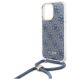 5. Guess Crossbody Cord 4G Print Hülle mit Trageband für iPhone 16 Pro – Blau