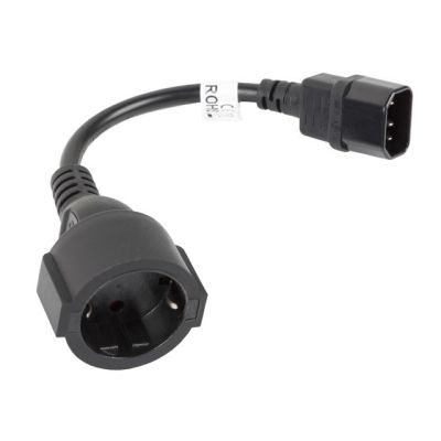 LANBERG Stromkabelverlängerung IEC 320 C14 -> SCHUKO(F), 20 cm