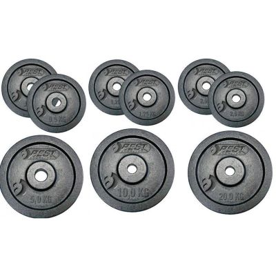 8. SCHWARZES GUSSEISENGEWICHT 2x1,25 KG BEST SPORTING Durchmesser 30 mm