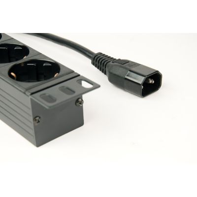 19. GEMBIRD 19"-Rack-Steckdosenleiste PDU EG-PDU-014-C14 1U, 10 A, 8 x SCHUKO, C14-Stecker, 3-m-Kabel