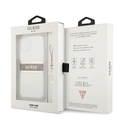 8. Guess GUHCP13SKB4GBR iPhone 13 mini 5.4" Transparente Hardcase 4G Brown Strap Charm