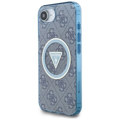 2. Guess IML Metal Glitter 4G Circle Triangle MagSafe Case für iPhone 16e - Blau