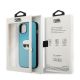 8. Karl Lagerfeld Leder Ikonik Karl's Head Metallhülle für iPhone 13 mini - Blau