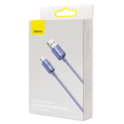 5. Baseus Crystal Shine Series Kabel USB-Kabel für schnelles Aufladen und Datenübertragung USB Typ A - Lightning 2.4A 1.2m Lila (CAJY000005)