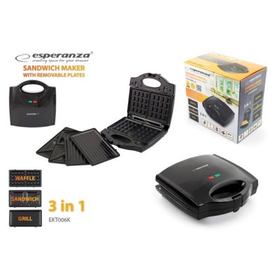 8. Esperanza Portabella EKT006K Sandwichmaker (700 W; schwarz)