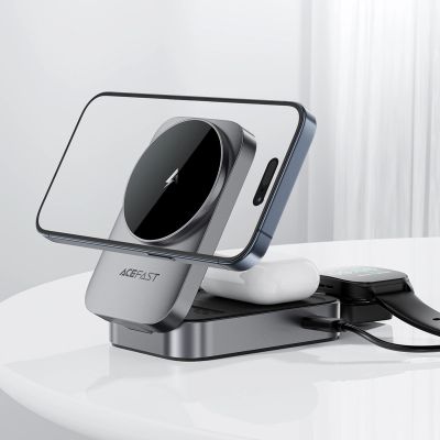 5. Acefast E22 3-in-1 Kabellose Induktive Ladestation, MagSafe Kompatibel - Grau