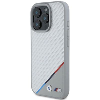 2. BMW M Carbon Tricolor Line MagSafe Hülle für iPhone 16 Pro – grau