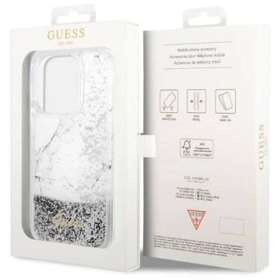 8. Guess GUHCP14LLCSGSGH iPhone 14 Pro 6,1" weiß/weißes Hardcase Liquid Glitter Marble