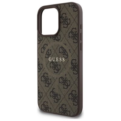 6. Guess 4G Ring Classic Logo MagSafe-Hülle für iPhone 16 Pro Max – braun