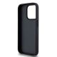 7. DKNY iPhone 15 Pro-Hülle aus Leder mit kariertem Monomuster und bedruckten Streifen – Schwarz