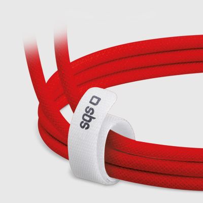 8. SBS TECABLETISSUETCCR USB-C – USB-C-Kabel 1,5 m 60 W geflochten – rot